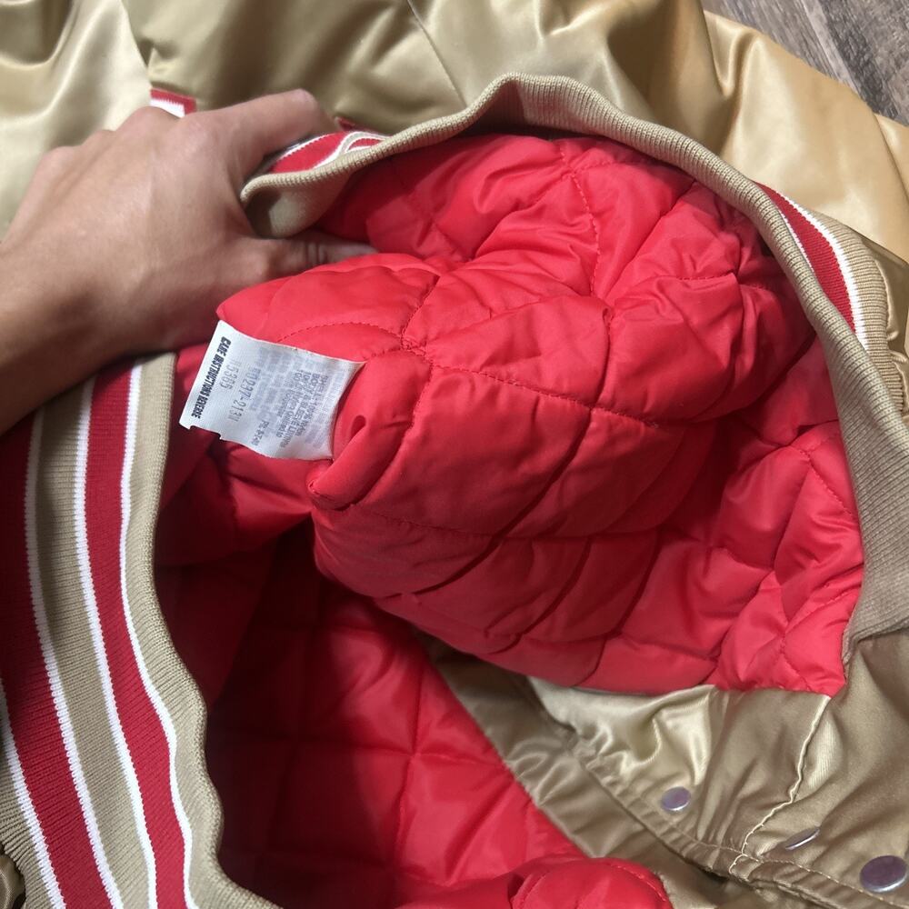 Vintage San Francisco 49ers Spell Out Gold Satin Jacket Size S Stahl-Urban - Picture 4 of 6
